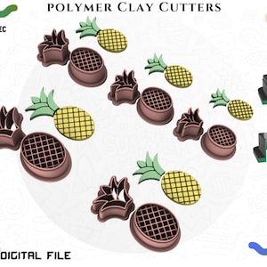 Polymer Clay Cutter *5 Sizes 2 version Cut/Pineapple+summer/Digital .STL File * File For Use In A 3D Printer