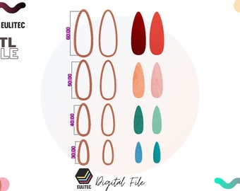 Polymer Clay Cutters/ elongated oval shapes/ Digital .STL File *4 size 2 style