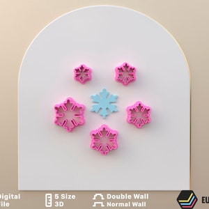 Christmas Snowflake Polymer Clay Cutters / Digital STL File / 5 Sizes / 2 Cutting Versions