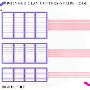 Polymer Clay Cutter Stripe Tool *3 Sizes 2 cut version/Digital .STL File * File For Use In A 3D Printer