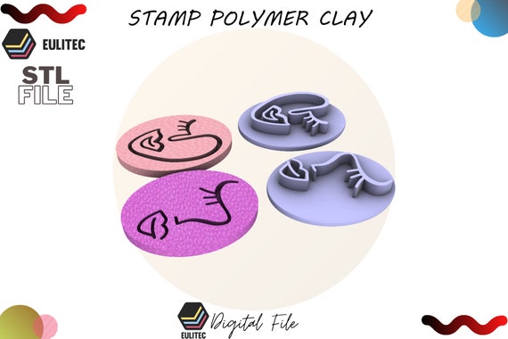 STAMP FOR POLYMER CLAY PRINTED IN 3D-3D PRINTED POLYMER CLAY STAMP-  SILHOUETTES OF FEMALE FACES-LORREN3D