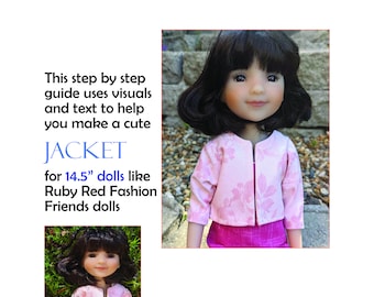 Easy pdf sewing pattern for Cute Jacket for 14.5" doll like Ruby Red Fashion Friends