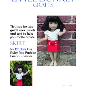 Easy pdf sewing pattern for Cute Skirt for 12" doll like Ruby Red Fashion Friends - Siblies