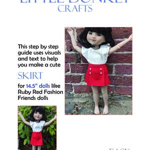 Easy pdf sewing pattern for Cute Skirt for 14.5" doll like Ruby Red Fashion Friends