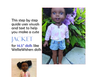 Easy pdf sewing pattern for Cute Jacket for 14.5" doll like WellieWishers