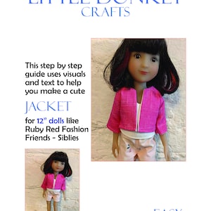 Easy pdf sewing pattern for Cute Jacket for 12" doll like Ruby Red Fashion Friends - Siblies