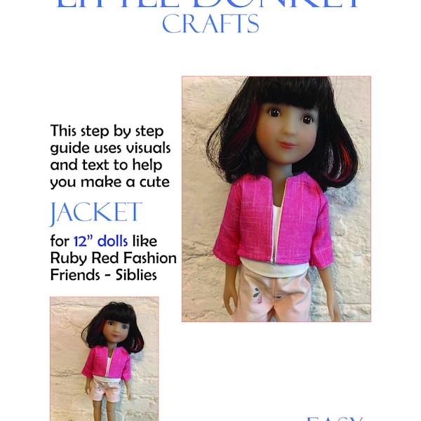 Easy pdf sewing pattern for Cute Jacket for 12" doll like Ruby Red Fashion Friends - Siblies