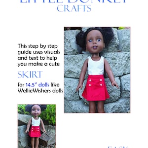 Easy sewing pattern for Cute Skirt for 14.5" doll like WellieWishers