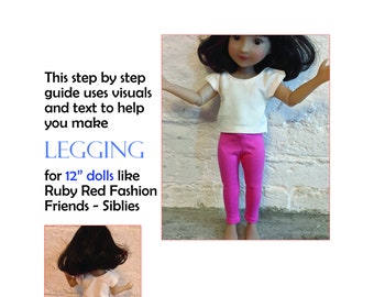 Easy pdf sewing pattern for Legging for 12" doll like Ruby Red Fashion Friends - Siblies
