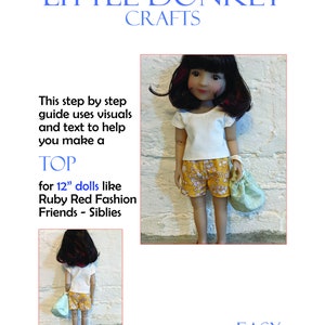 Easy pdf sewing pattern for Top or T-Shirt for 12" doll like Ruby Red Fashion Friends - Siblies