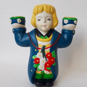 Bougeoir vintage en céramique de 10 po., bougeoir pour poupée en céramique, bougeoir peint à la main, bougeoir artistique, décoration