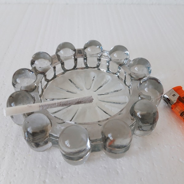 Vintage Glass Ashtray, Clear Glass Ashtray, Old Ashtray, Bubble Glass, Round Glass Ashtray, Vintage Glass, Smоking Accessory