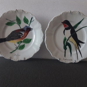 Vintage German 2 pcs. bird plates, retro bird plate, wall plate, collectible wall decoration