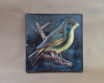 Vintage EGO Stengods schwedische Keramik Vogel Wandschild