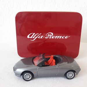Dark Gray Alfa Romeo - Cabriolet 1/43 Scale with Red Advertising Box, Collector Cars