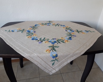 ヴィンテージ手刺繍花柄テーブルクロス、32インチ四方 - Etsy 日本