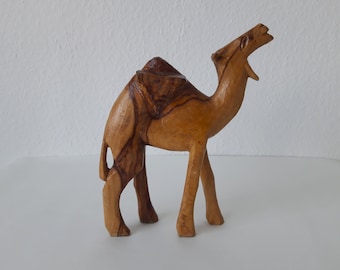 Vintage wooden camel, hand carved camel, camel figure, handmade, home decor, office decor, gift