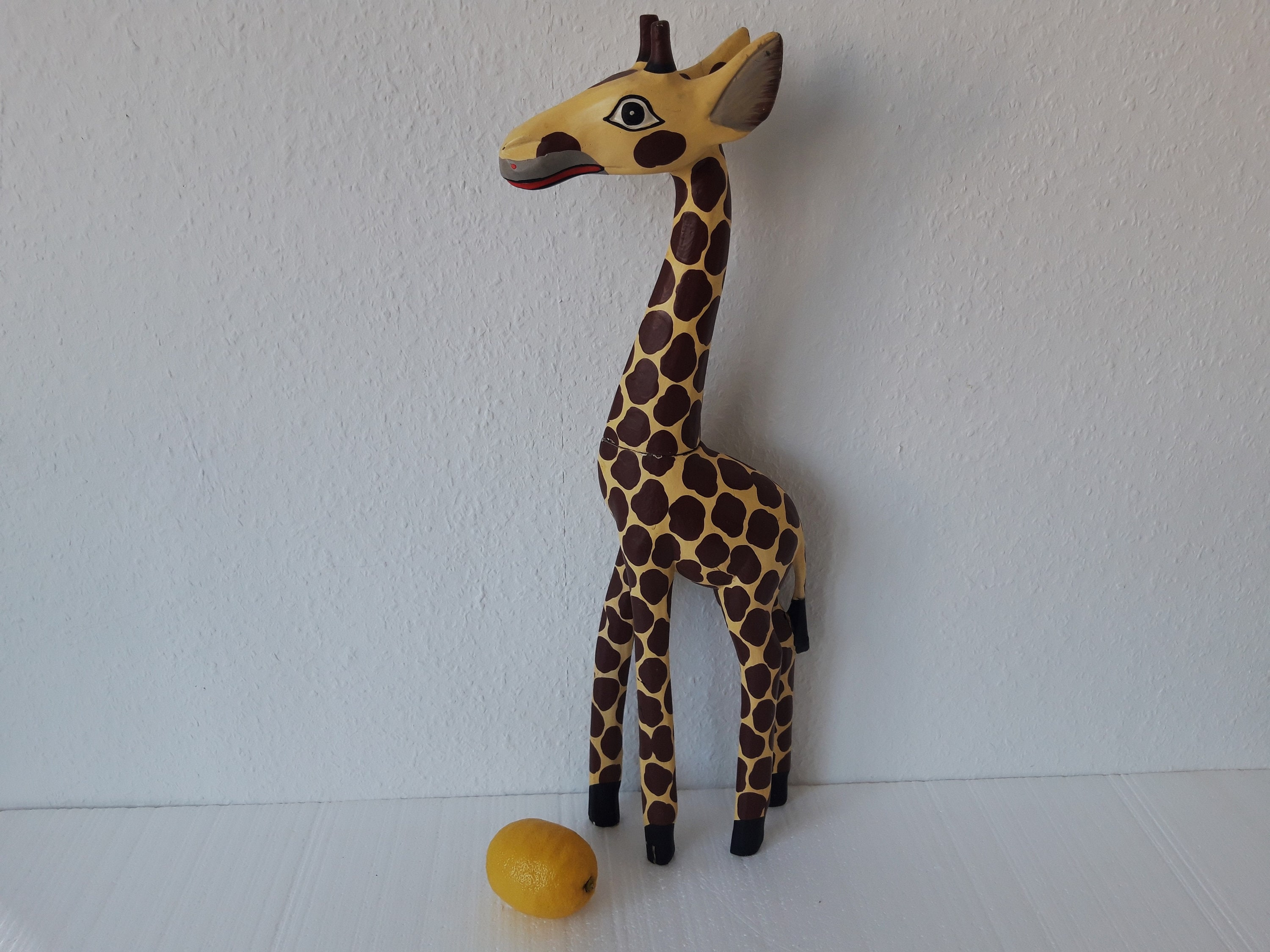 ヴィンテージの手描き木製キリンの置物 - 高さ22インチの像 - Etsy 日本