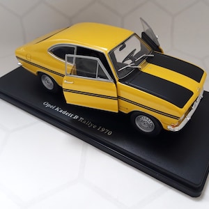 Yellow Opel Kadett B Rallye 1970, 1:24 Diecast Metal Model Car, German Yellow Color Car Replica, Collector Car, Diecast Car, Birthday Gift