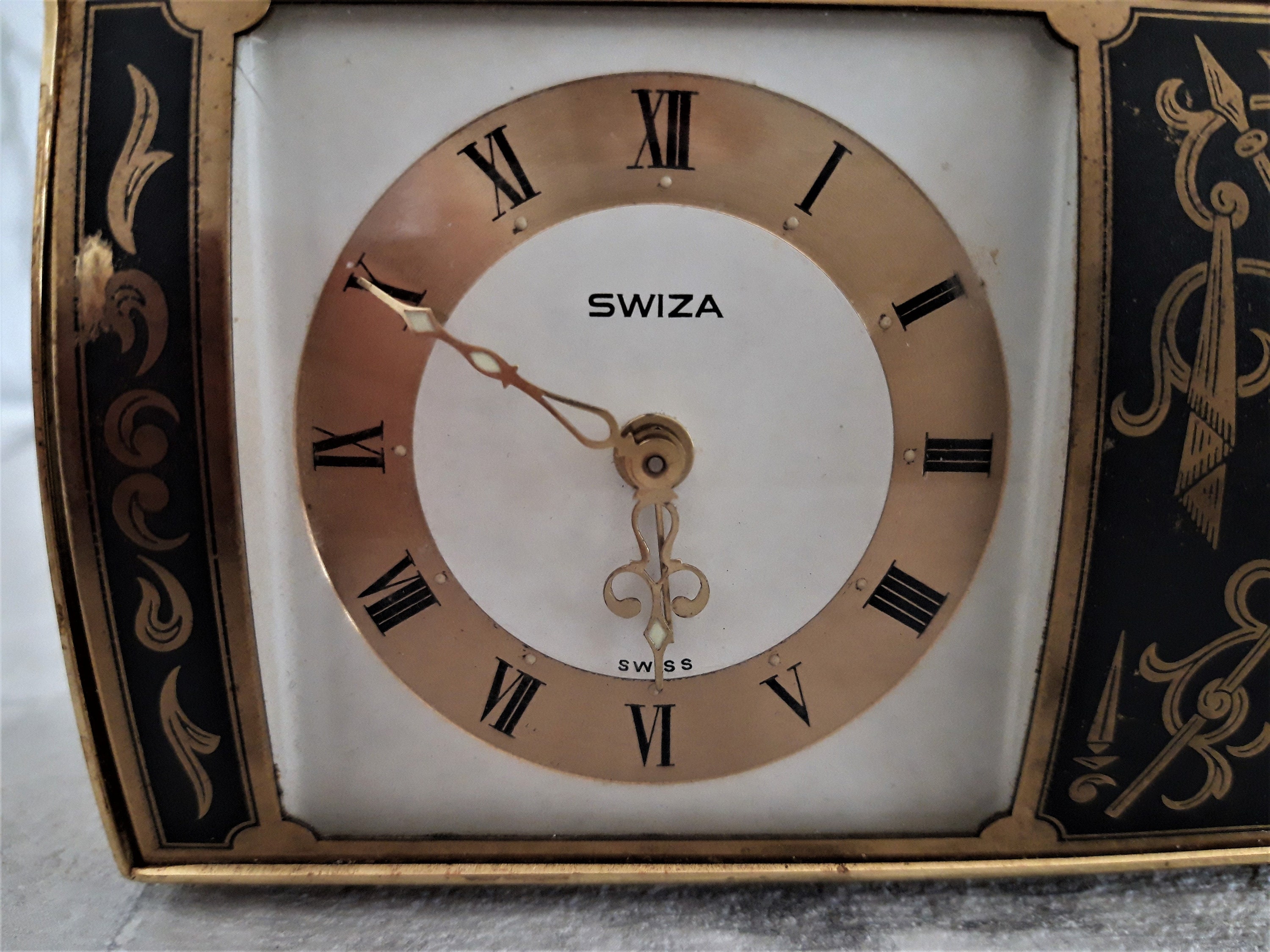 ヴィンテージ Swiza 真鍮製テーブルクロック - 動作しないスイス製