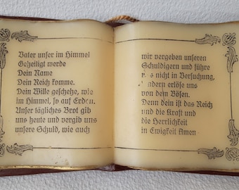 Vintage German Wax Book: Hand-Carved Religious Sculpture