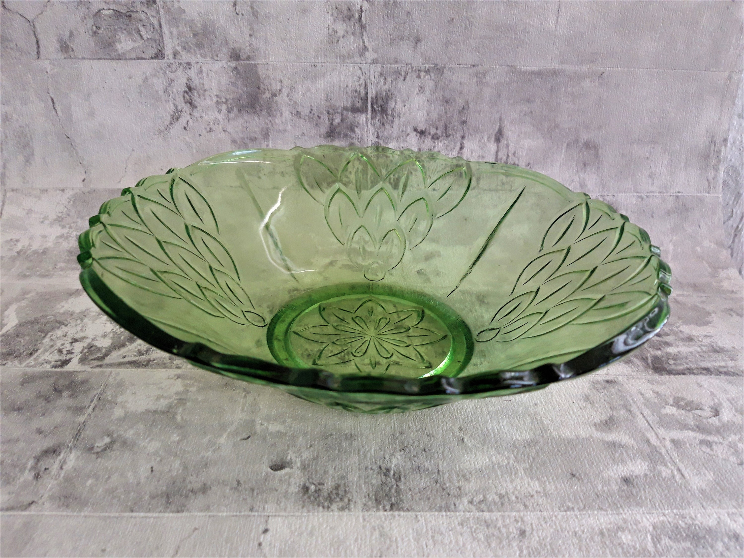Green glass bowl Serving bowl Green glassware Green Etsy