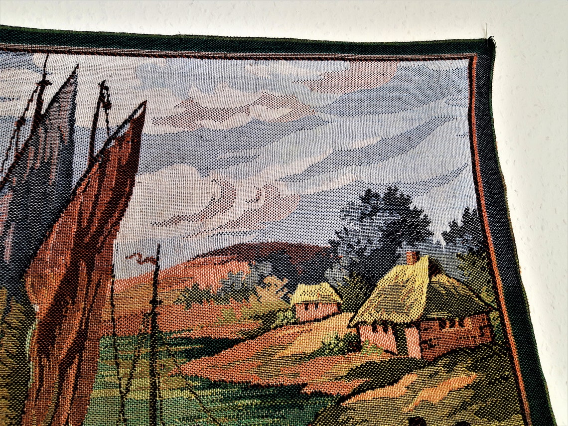 Vintage tapestry 43x21 Woven tapestries with fringe Etsy