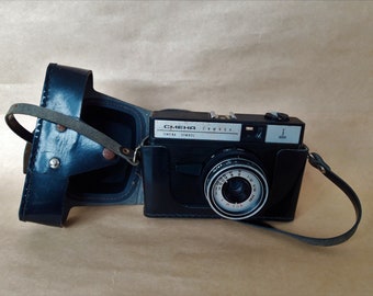 Vintage Smena Symbol Camera, Black Leather Case