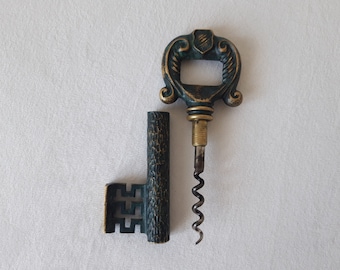 Antique Brass Corkscrew Bottle Opener Vintage Corkscrew Key Skeleton Brass Wine Bottle Opener