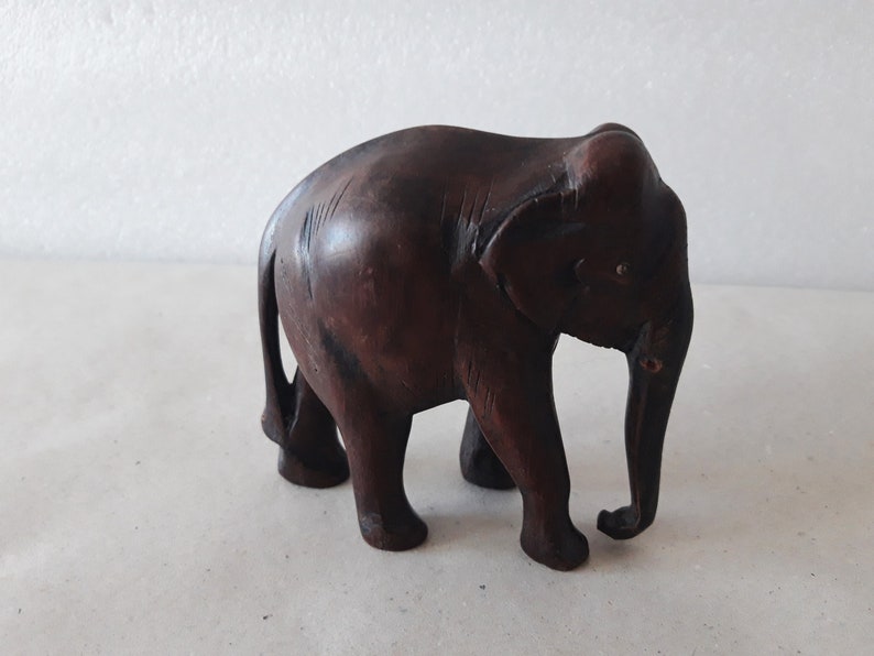 Vintage Wooden Elephant Statue Hand Carved Wooden Elephant Etsy