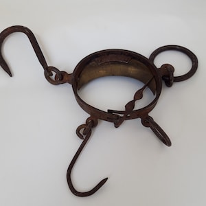 Antique Hand Forged Iron Scales: Rustic Hanging Hook Decor