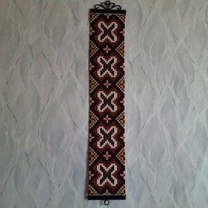 Vintage Zweeds geborduurd wollen tapijt: Scandinavisch volkskunstdecor (35,43 x 7,09)