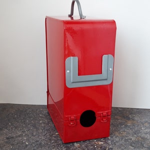 Red metal mailbox, vintage mailbox, mailbox, metal mail, metal mailbox, red box, porch decor, house mailbox