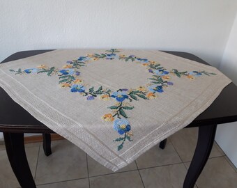 ヴィンテージ手刺繍花柄テーブルクロス、32インチ四方 - Etsy 日本