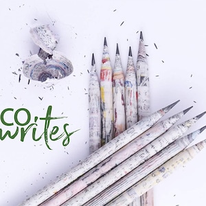 Eco Writes Pencils Made from Recycle New Paper - Environment Gift in Gift Box with Free Eraser and Sharpner
