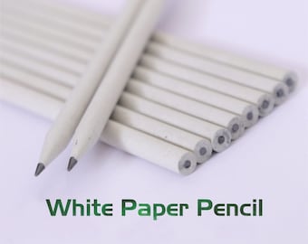 10 Wood Free Eco Friendly Pencils Made from Recycle Paper | White Pencil Set | Pencils In Gift Box | Christmas Gifts | Birthday Gift