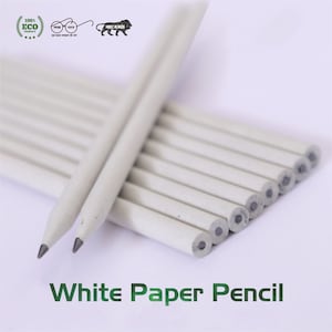 10 Wood Free Eco Friendly Pencils Made from Recycle Paper | White Pencil Set | Pencils In Gift Box | Christmas Gifts | Birthday Gift