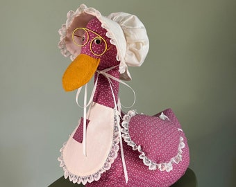 Mother Goose, Hand Sewn Cottagecore Plush, Fairytale Folk Art Doll