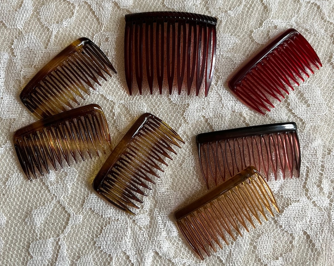 Vintage Hair Combs Small MCM Plastic Hair Barrettes Set of Etsy
