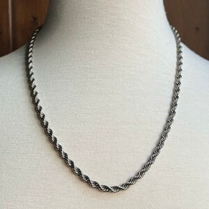 Silver Rope Chain, Classic Single Strand Silver Twist Chain Necklace