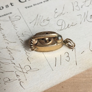 Rotary Phone Charm, Realistic Telephone Vintage Company Advertising Charm