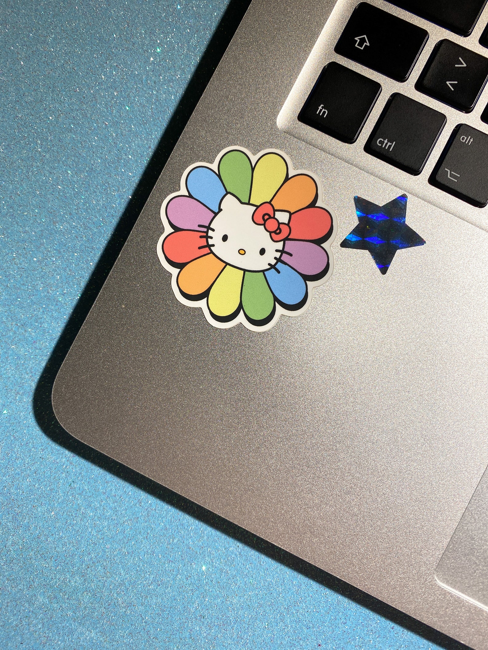 Kawaii Floral Hello Kitty Matte Vinyl Sticker Laptop Etsy