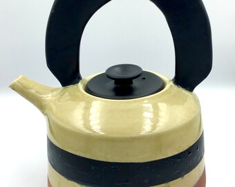 Handmade Golden Yellow Stoneware Teapot: Ceramic Tea Lover Gift