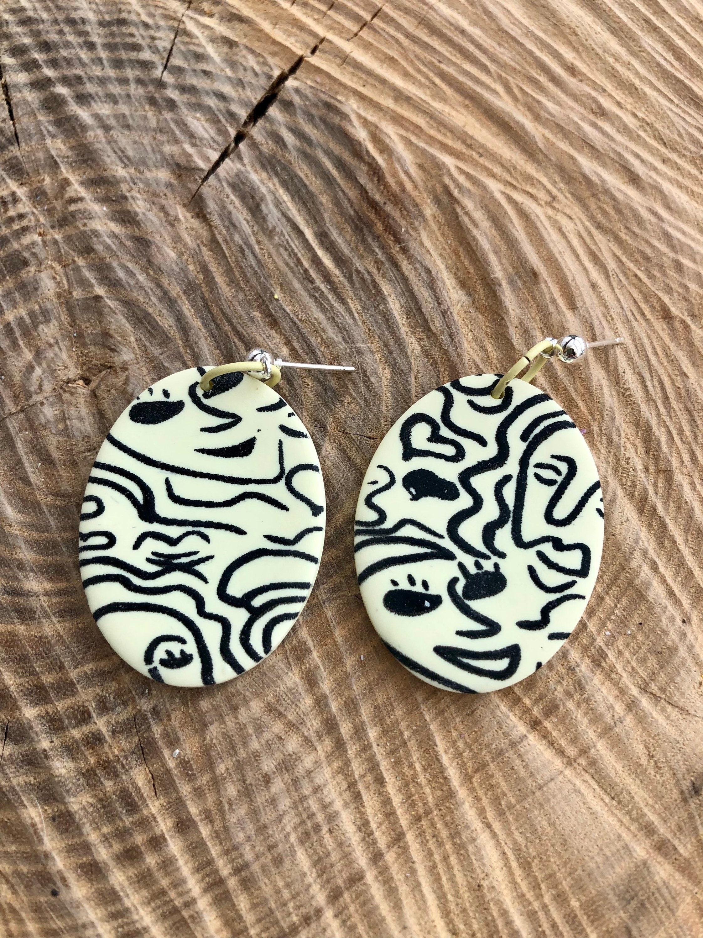 Polymer clay funny faces earrings Etsy