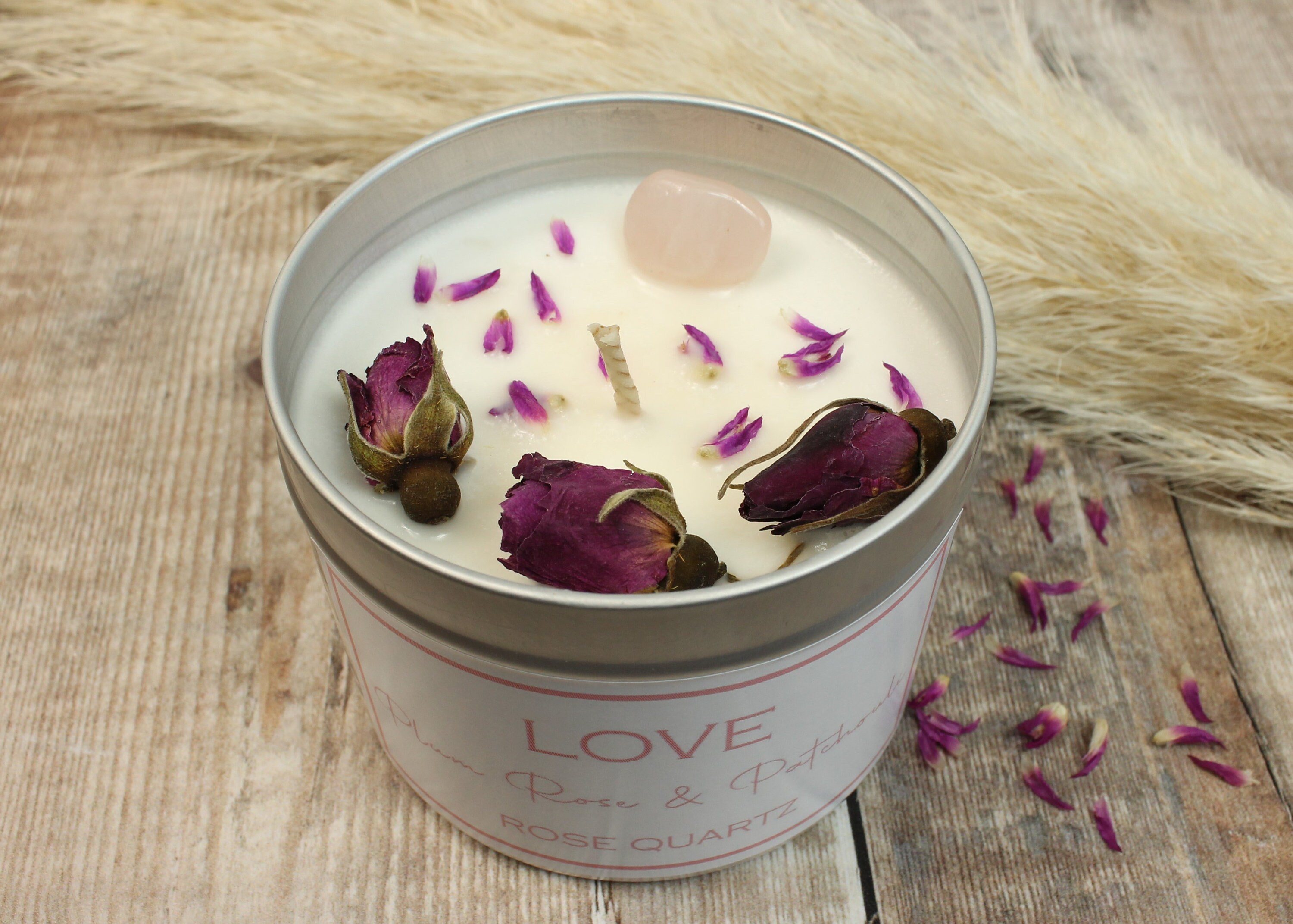 LOVE Rose Quartz Intention Candle Rose Quartz Infused Candle Etsy