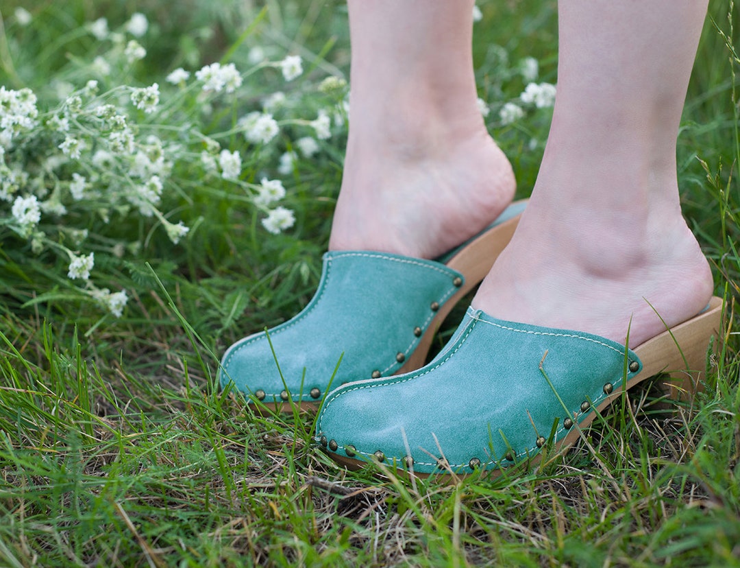 Zuecos de tacón alto para mujer / Sandalias de mujer / Piel de Etsy