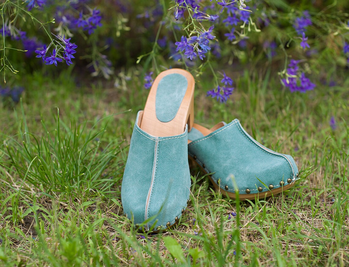Zuecos de tacón alto para mujer / Sandalias de mujer / Piel de Etsy