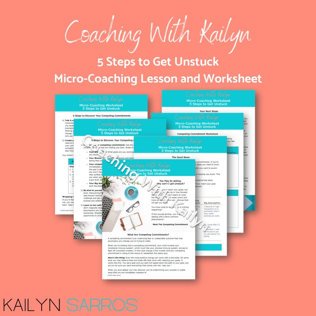 Fun Personal Development Lessons Personal Development Coaching Lesson and Worksheet - Get Unstuck and ...