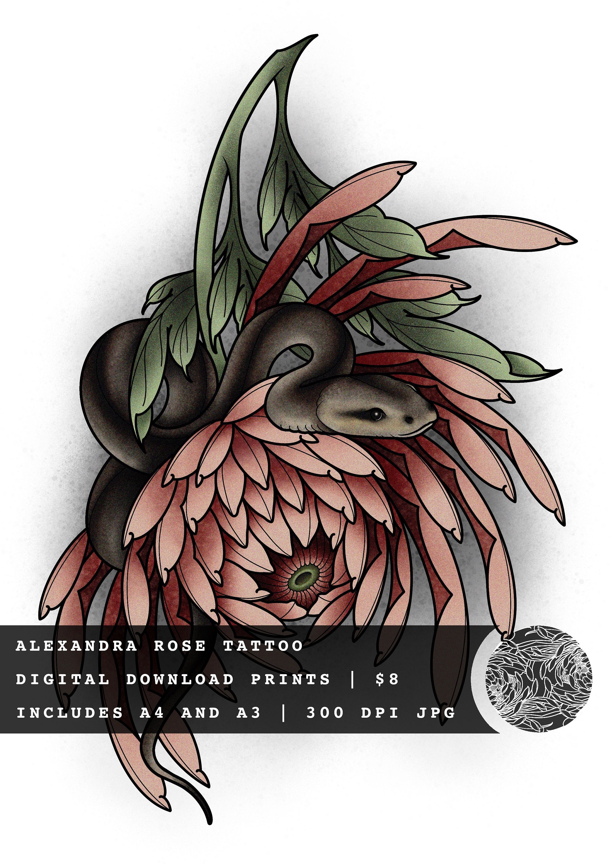 Snake Tattoo Design Print Digital Download - Etsy
