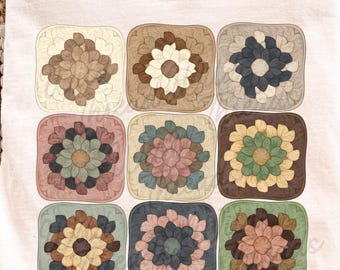 Granny Square png, trendy grandma core design, vintage granny square png,  digital download
